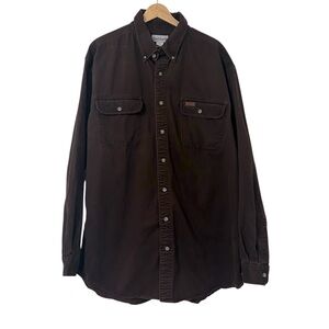 Carhartt Brown Shacket Button Down Workwear Men’s Size XL Tall Shirt
